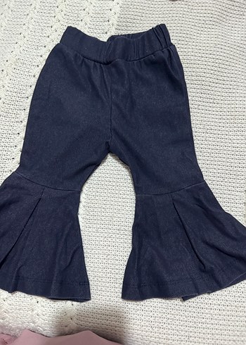 Diğer Kız Çocuk Lacivert Volanlı Bol Kot Pantolon
