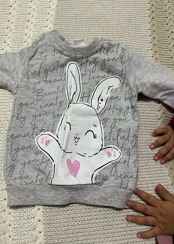Kız Çocuk Gri Uzun Kollu Örme Sweatshirt