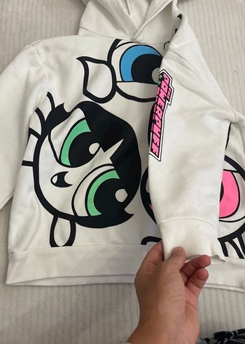 6 Yaş Beden Kız Çocuk Beyaz Kapüşonlu Sweatshirt