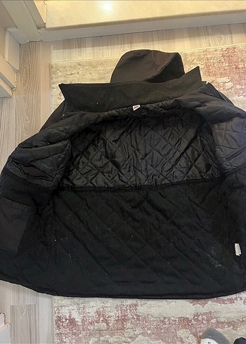 xl Beden Kapüşonlu Siyah Erkek Sokak Tarzı Mont
