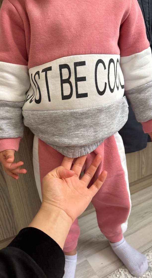 Pembe ve Gri Baskılı Bebek Kız Takımı - Görsel 2