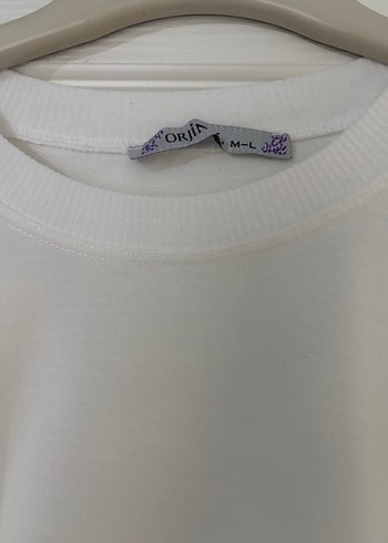 Beyaz Uzun Kollu Pamuklu Sweatshirt - Görsel 2