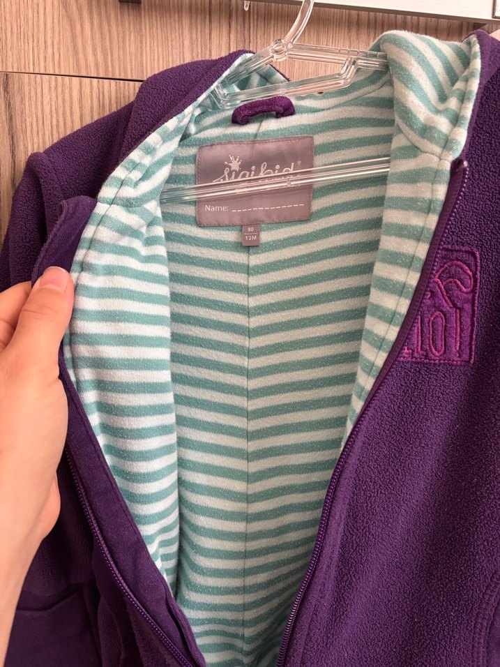 Kız Çocuk Mor Fermuarlı Polar Tulum - Görsel 2