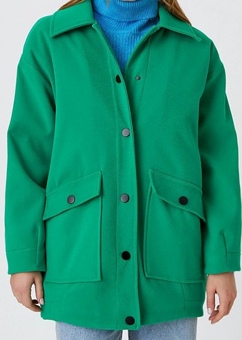 Koton Düğmeli Yeşil Oversize Ceket