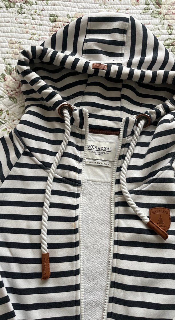 Çizgili Kapüşonlu Fermuarlı Kadın Sweatshirt - Görsel 2