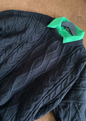 Kadın Örgü Siyah Oversize Kazak - Görsel 5