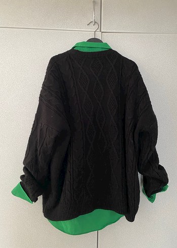 Kadın Örgü Siyah Oversize Kazak - Görsel 2