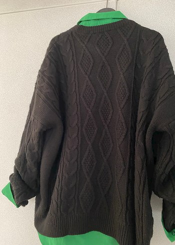 Kadın Örgü Siyah Oversize Kazak - Görsel 3