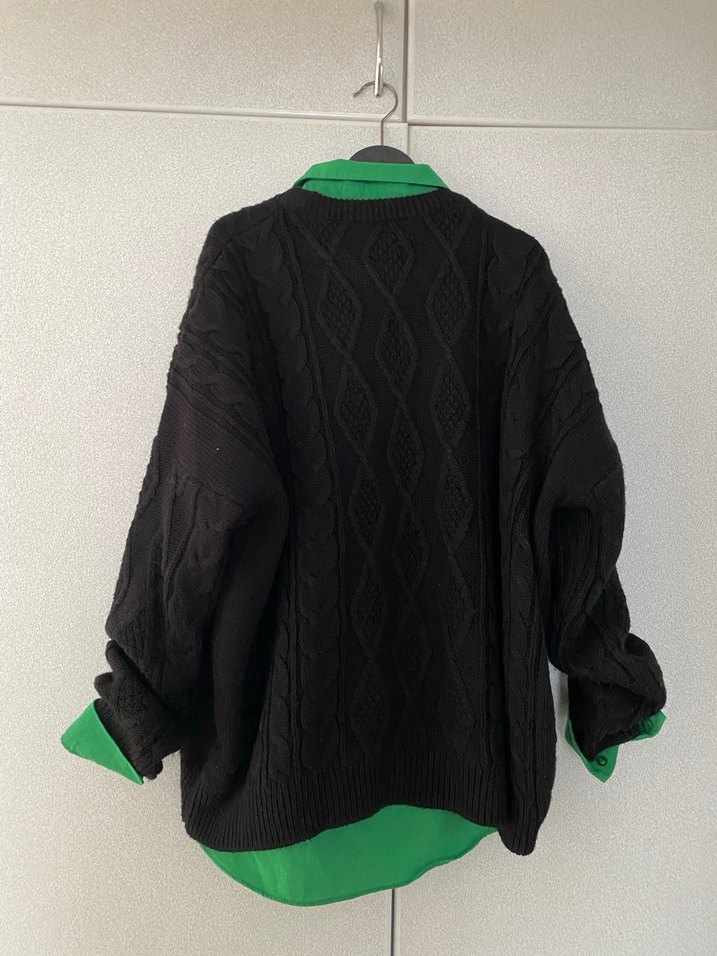 Kadın Örgü Siyah Oversize Kazak - Görsel 2