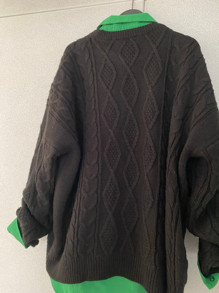 Kadın Örgü Siyah Oversize Kazak - Görsel 3