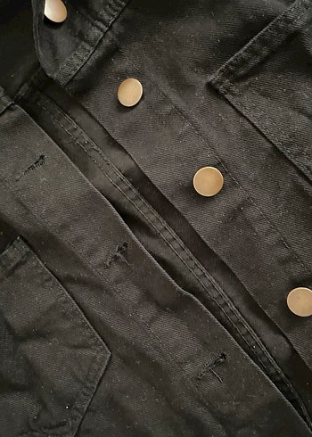 Siyah Düğmeli Kadın Kot Ceket - Görsel 4