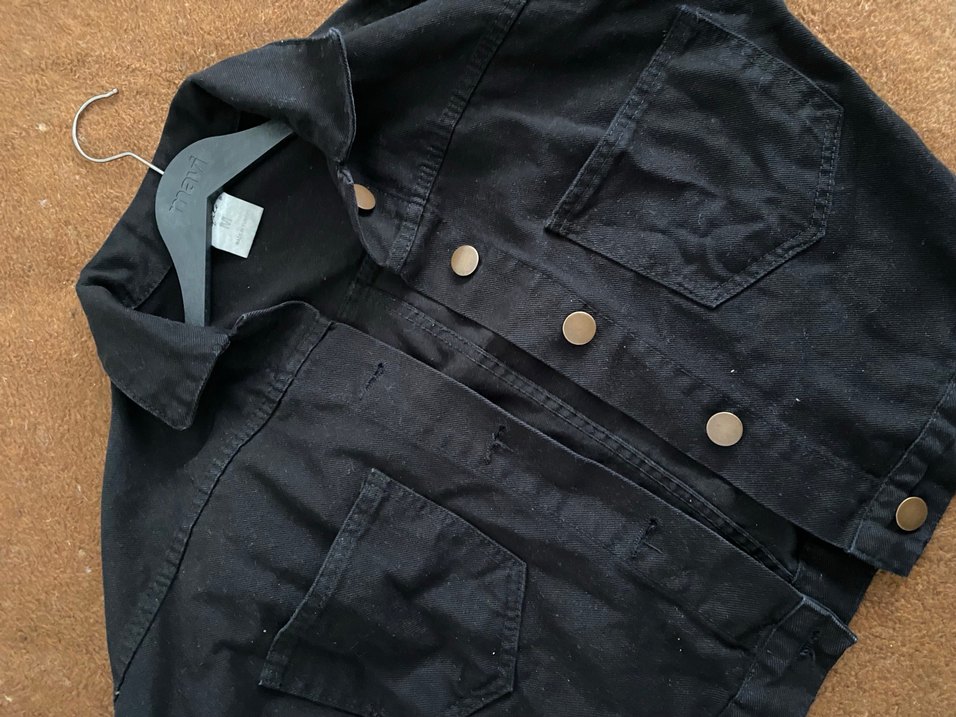 Siyah Düğmeli Kadın Kot Ceket - Görsel 3