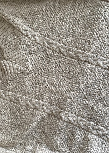 Kadın Bej V Yaka Örgü Kazak - Görsel 4