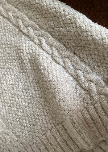 Kadın Bej V Yaka Örgü Kazak - Görsel 5