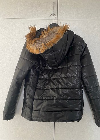 Kadın Siyah Midi Kış Montu Kürklü Kapüşonlu - Görsel 2