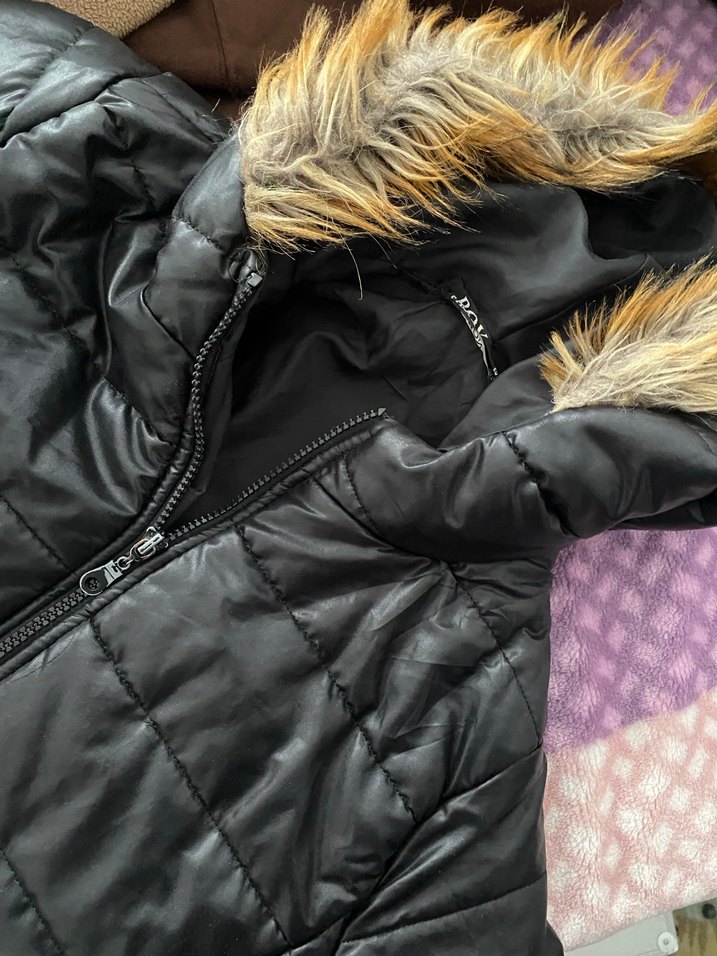 Kadın Siyah Midi Kış Montu Kürklü Kapüşonlu - Görsel 4