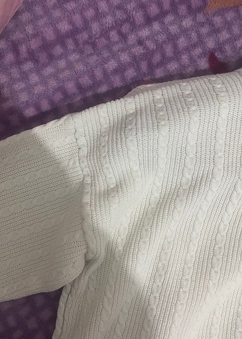 Beyaz Yüksek Yakalı Örgü Kadın Kazak - Görsel 3