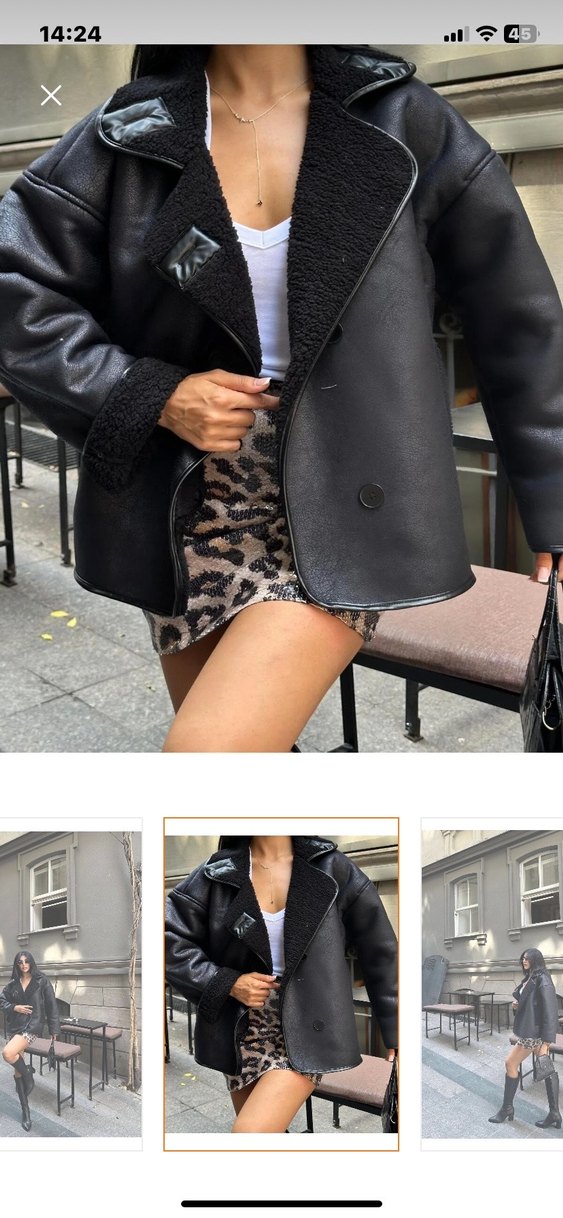 Siyah deri ceket - Görsel 2