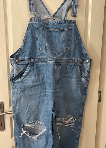 H&M Kadın Mavi Denim Midi Boy Bol Tulum