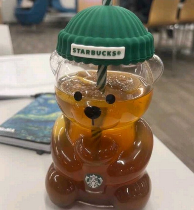 Starbucks viral Ayıcık cam kupa - Görsel 3