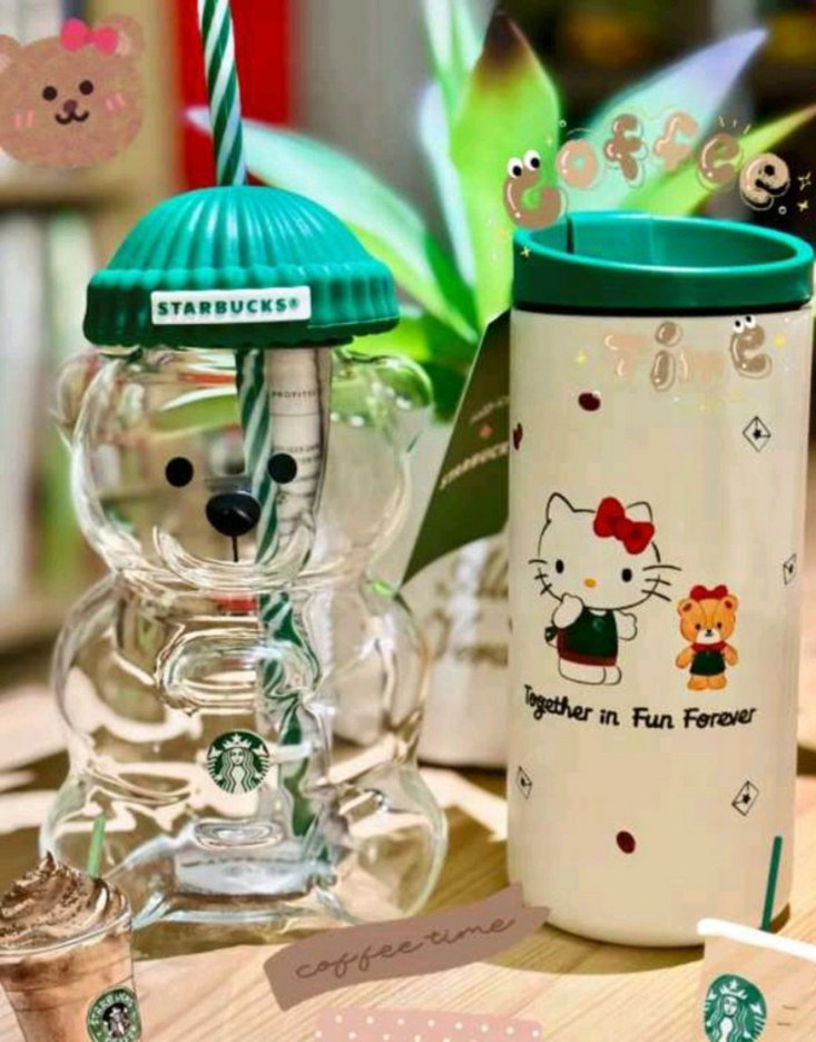 Starbucks viral Ayıcık cam kupa - Görsel 4