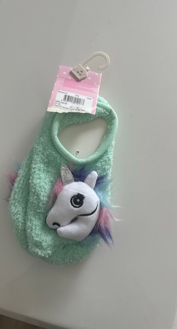 Kızlar için Renkli Unicorn Sıcak Ev Terliği - Görsel 3