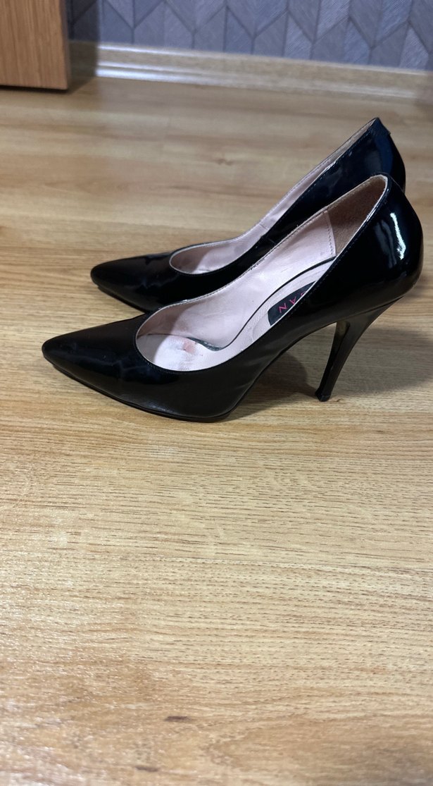 Tergan Siyah Rugan Stiletto Topuklu Kadın Ayakkabı - Görsel 4