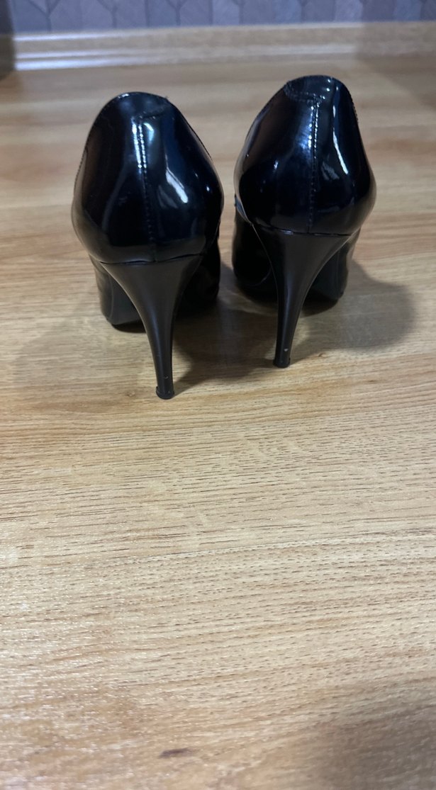 Tergan Siyah Rugan Stiletto Topuklu Kadın Ayakkabı - Görsel 3