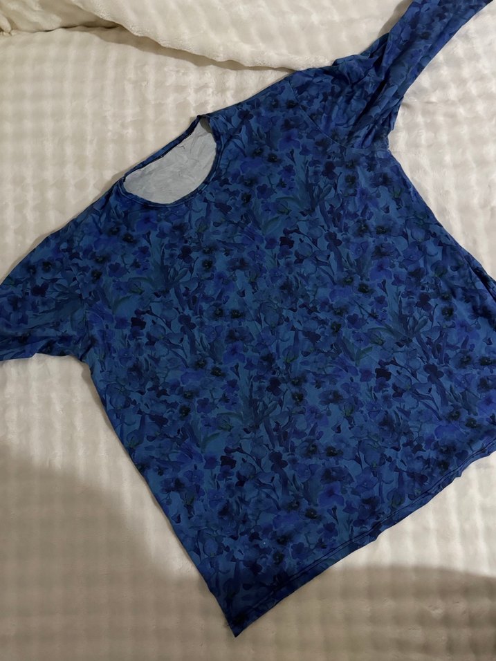 Mavi Desenli Hamile Tişörtü - Görsel 2