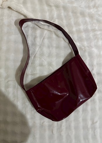 Parlak Bordo Deri Kadın Omuz Çantası - Görsel 2