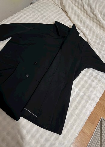 Siyah Kadın Midi Boy Düğmeli Blazer Ceket - Görsel 5