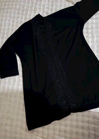 Siyah V Yaka Uzun Kollu Kadın Abiye ikili takım - Görsel 4