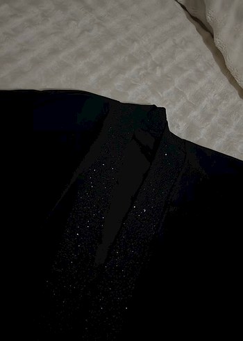 Siyah V Yaka Uzun Kollu Kadın Abiye ikili takım - Görsel 6