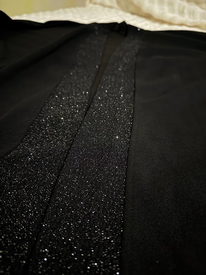 Siyah V Yaka Uzun Kollu Kadın Abiye ikili takım - Görsel 2