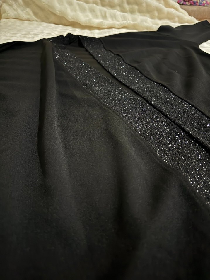 Siyah V Yaka Uzun Kollu Kadın Abiye ikili takım - Görsel 3