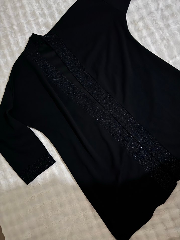 Siyah V Yaka Uzun Kollu Kadın Abiye ikili takım - Görsel 5