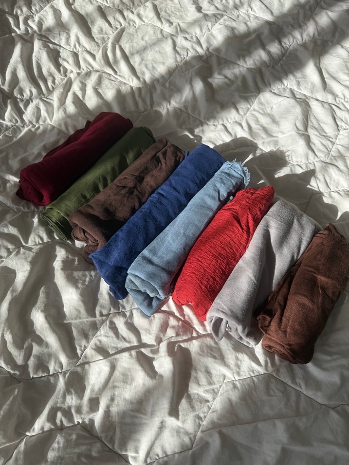 Kadın Çok Renkli Keten penye Şal çeşitleri - Görsel 3