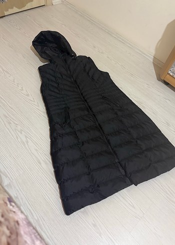 Uzun Siyah Fermuarlı Kadın Yelek - Görsel 3