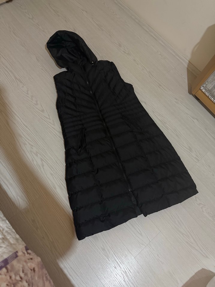 Uzun Siyah Fermuarlı Kadın Yelek - Görsel 2