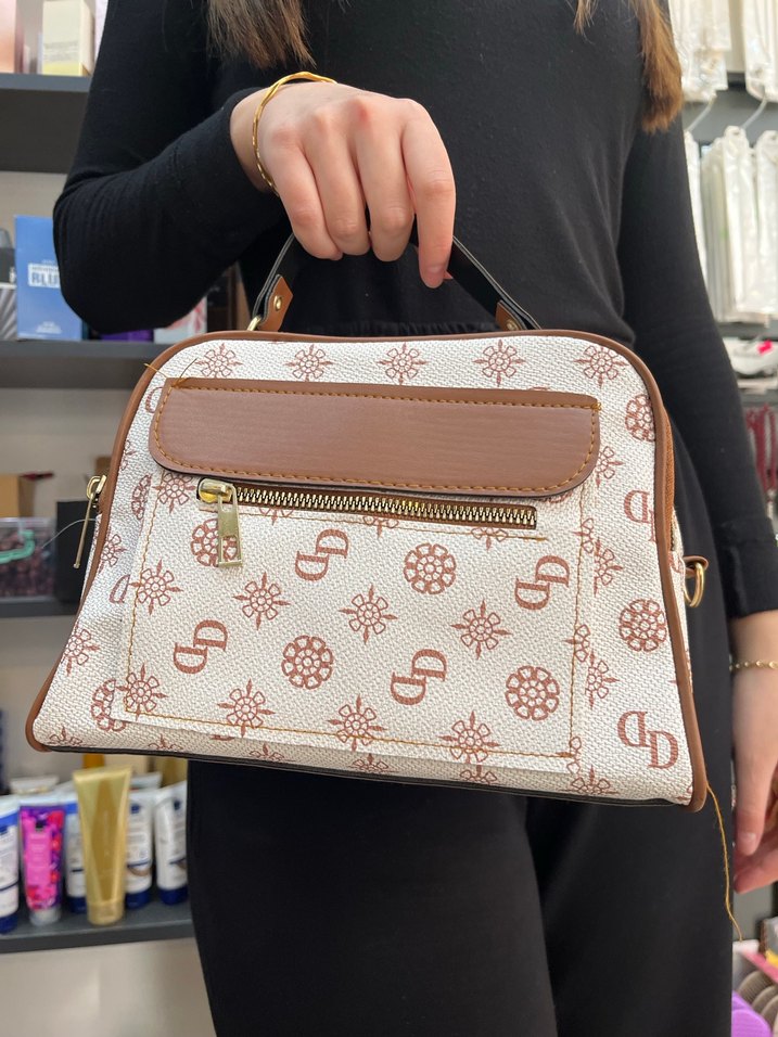 Desenli Fermuarlı Kadın Omuz Çantası - Görsel 2