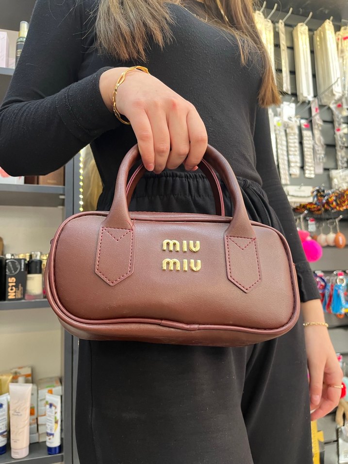 Miu Miu Kahverengi Deri Kadın El Çantası - Görsel 2