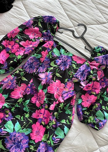 Trendyol & Milla Mor Çiçek Desenli Vintage Mini Elbise