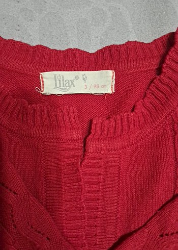 Kırmızı Örgü çocuk hırka - Görsel 3