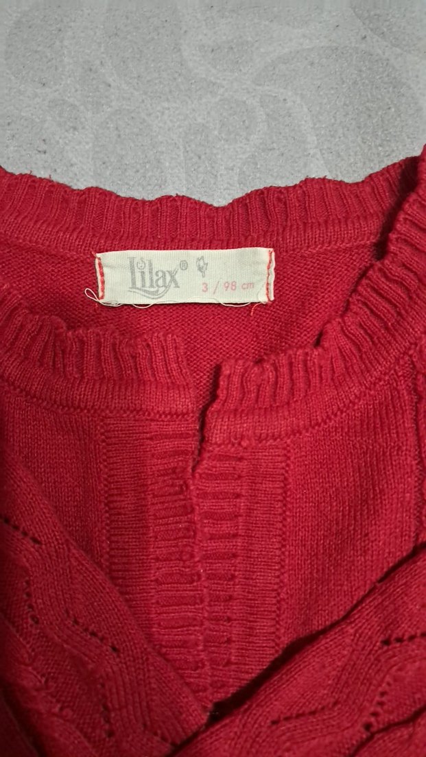 Kırmızı Örgü çocuk hırka - Görsel 3