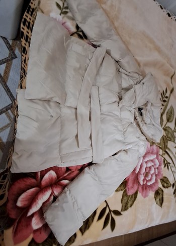 kadın  Bej Kemerli Kışlık Mont - Görsel 2