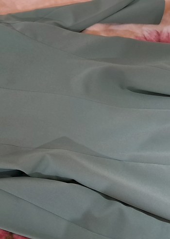 Düğmeli çağla yeşili Midi Kadın Blazer Ceket - Görsel 3