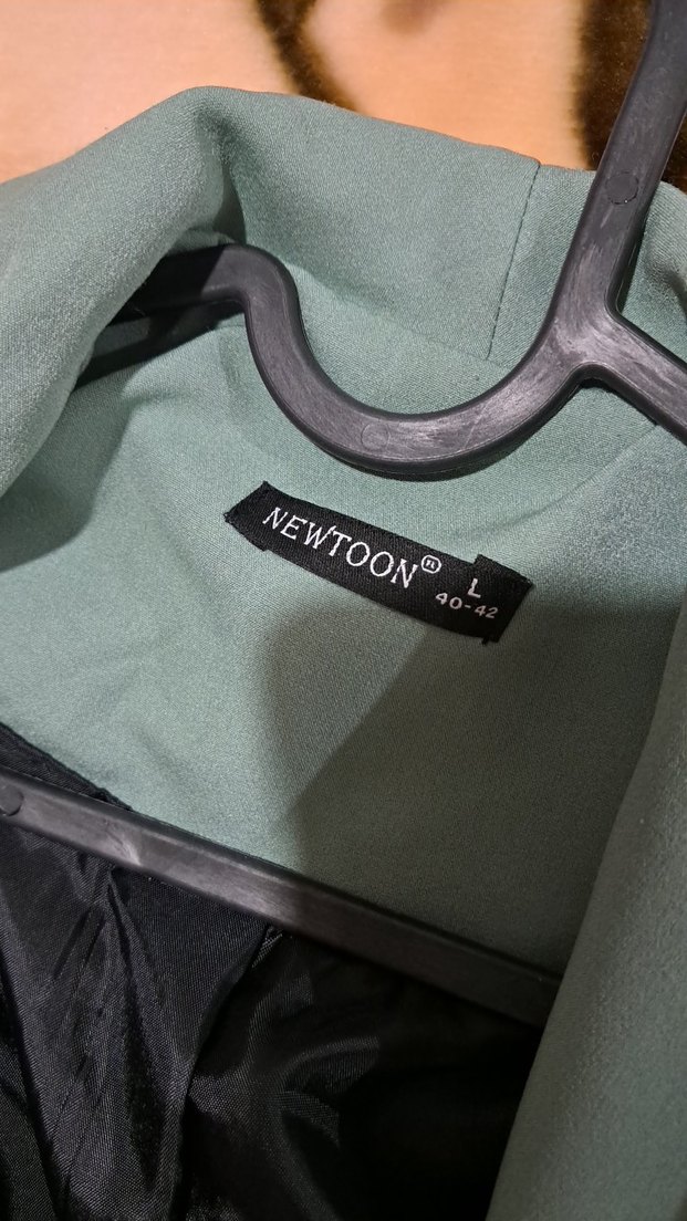 Düğmeli çağla yeşili Midi Kadın Blazer Ceket - Görsel 4