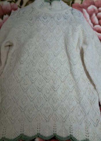 Bohem Stilde Beyaz Örgü Kadın Kazak - Görsel 2