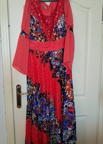 Renkli Bohem Uzun Kollu V Yaka Elbise - Görsel 2