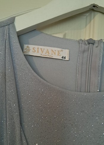 Uzun Kollu Gri Kadın Abiye Elbise - Görsel 3